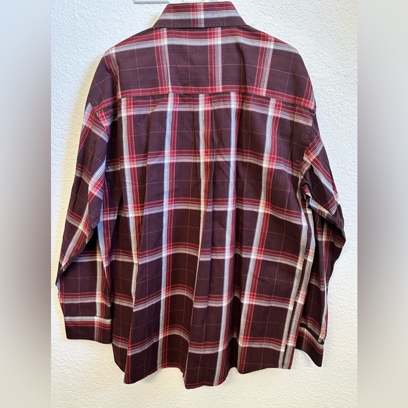 George Strait Cowboy Cut Wrangler Shirt Men XL/XG Red Plaid Contrast Cuff - Picture 2 of 4
